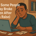 cartoon male sad looking poring over unpaid bills